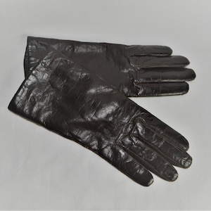 Vintage Women Leather Brown Gloves Size XS Dark Brown Leather Gloves Full Finger Leather Lined Gloves Soft Warm Winter Gloves Gift for Her