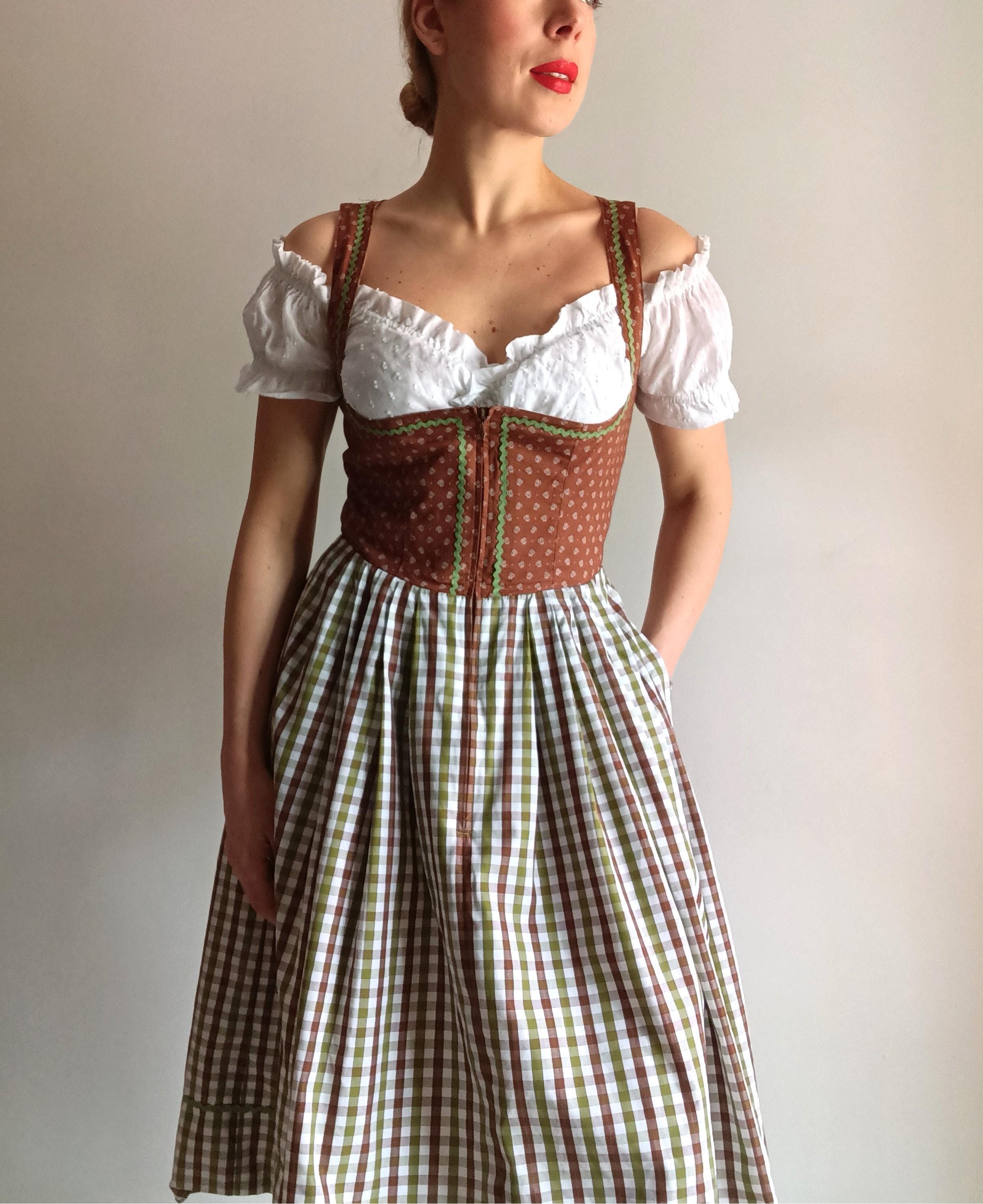 brown oktoberfest dress TEAJOPSUU 4-16Y Girls Oktoberfest Dresses Traditional Long Sleeve Bavarian Dirndl Dresses German Beer Fastival Dress Round Neck Ankle Dress Brown