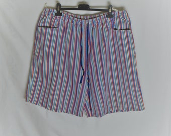 Vintage Herren Baumwolle Shorts Größe XXL gestreifte Baumwolle Shorts Freizeit Baumwolle Shorts bunte elastische Taille Sommer leichte kurze Shorts
