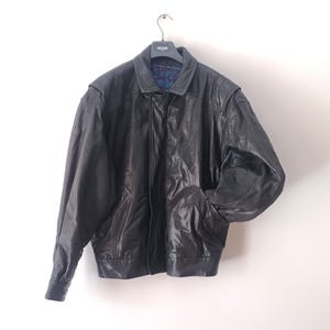 Vintage BALLY of Switzerland Men&#39;s Leather Black Jacket Size M Genuine Leather Black Motorcycle Jacket Oversized Retro Biker Bomber Jacket