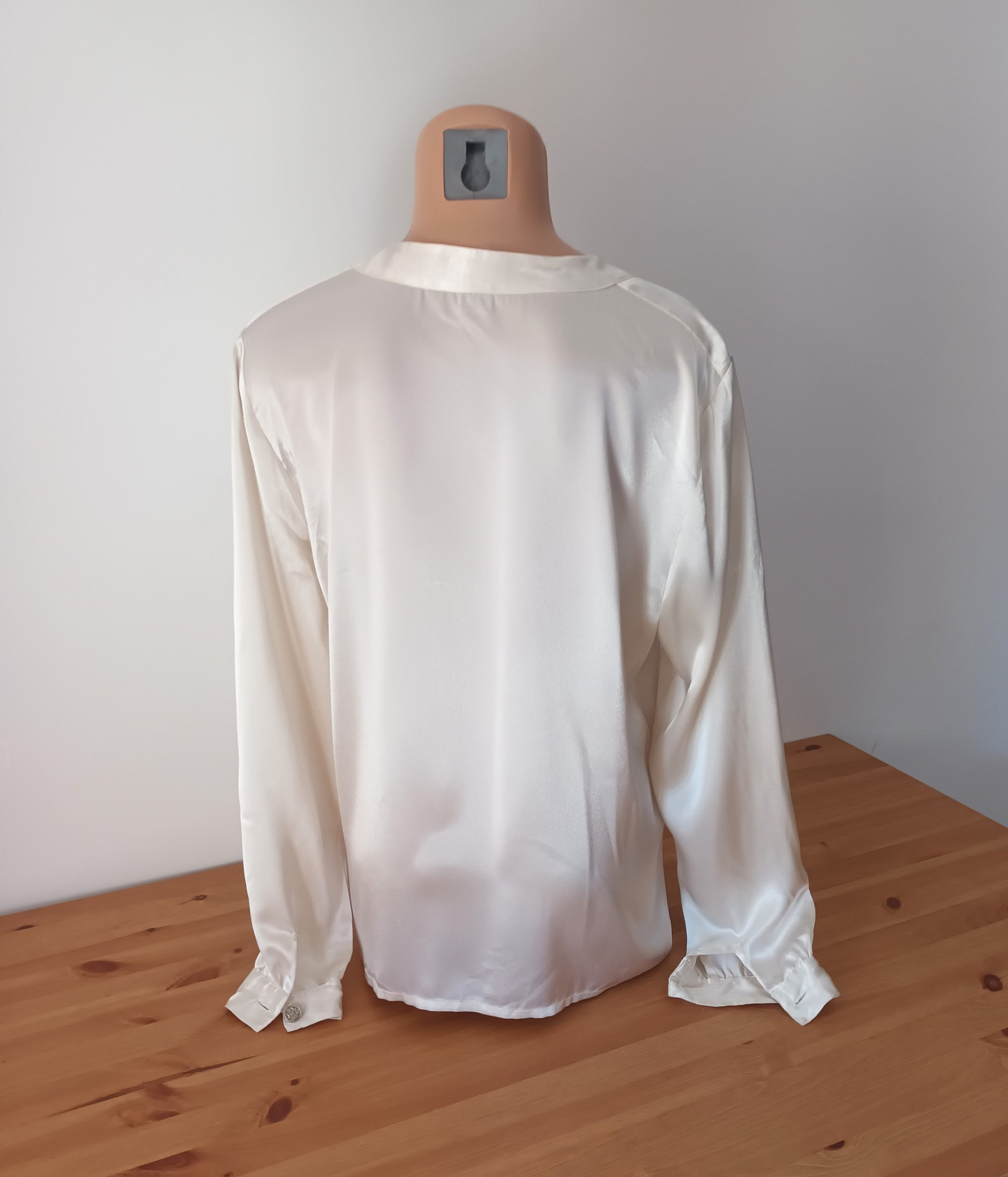 【新品】imperf Vintage Satin Shirt Ecru Vintage Women Cream Satin Blouse Size M Ecru Satin Shirt