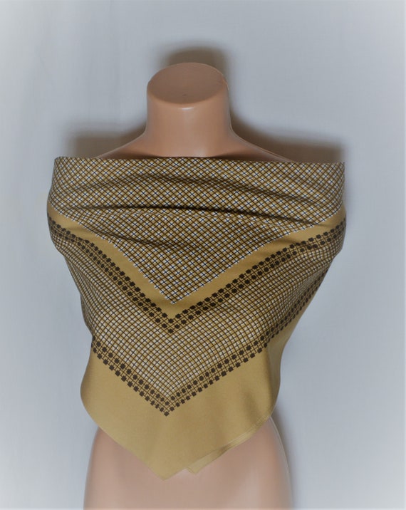 Vintage Women Scarf Brown Beige Minimalist Scarf … - image 3