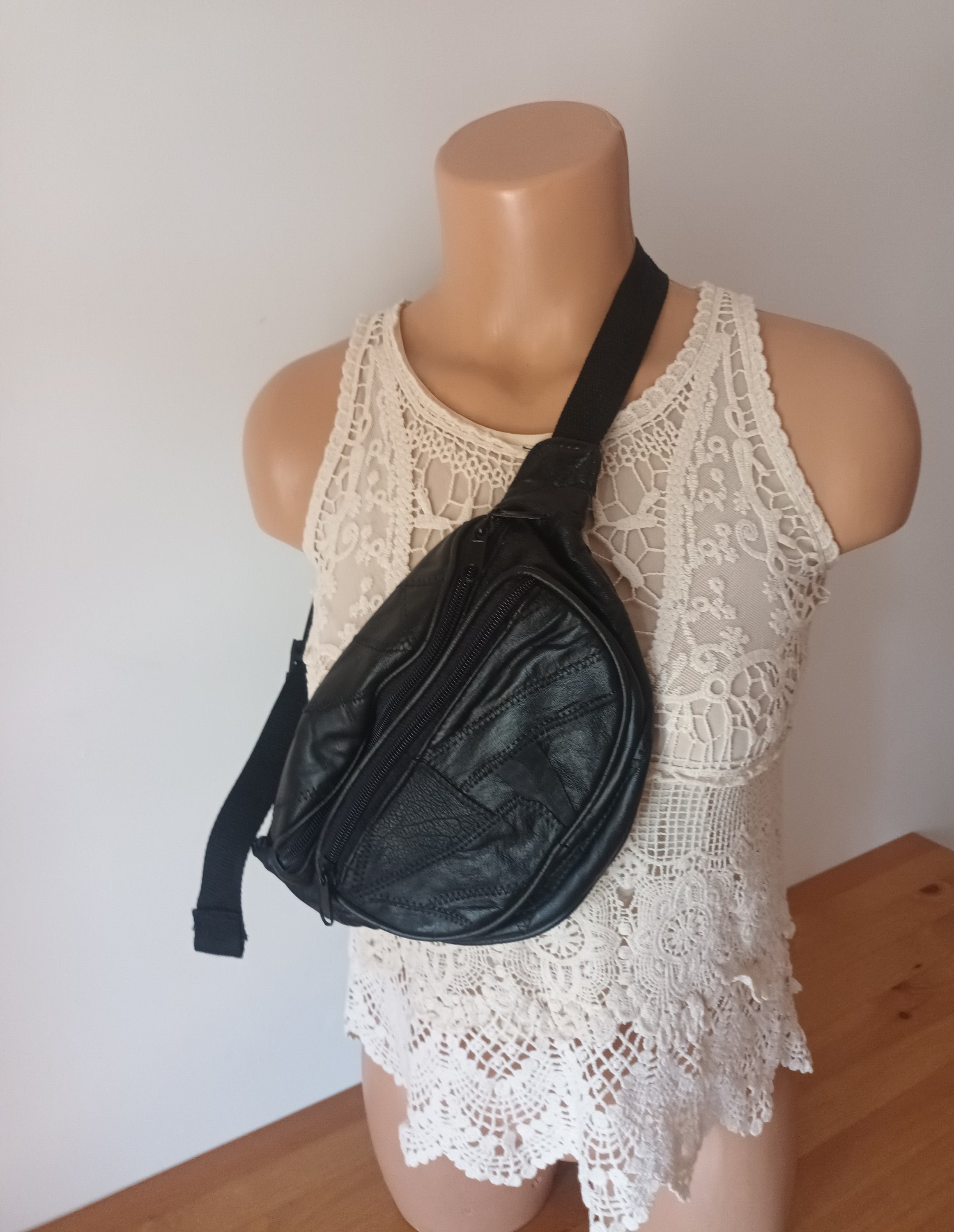 Vintage Unisex Black Leather Fanny Pack Bag Bum Bag Waist Bag Leather Belt Bag Hip Bag Crossbody Bag Retro Leather Travel Bag Market Bag Etsy Canada