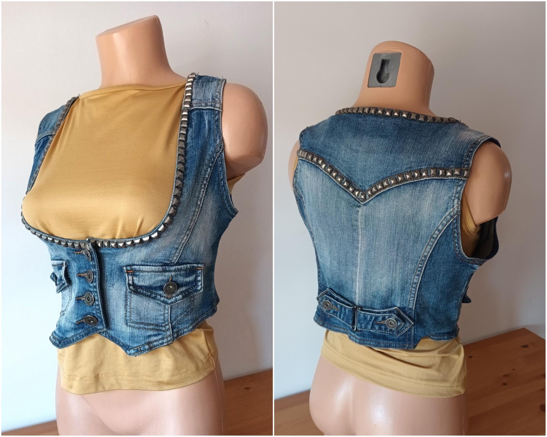 Y2k Denim Vest - Etsy