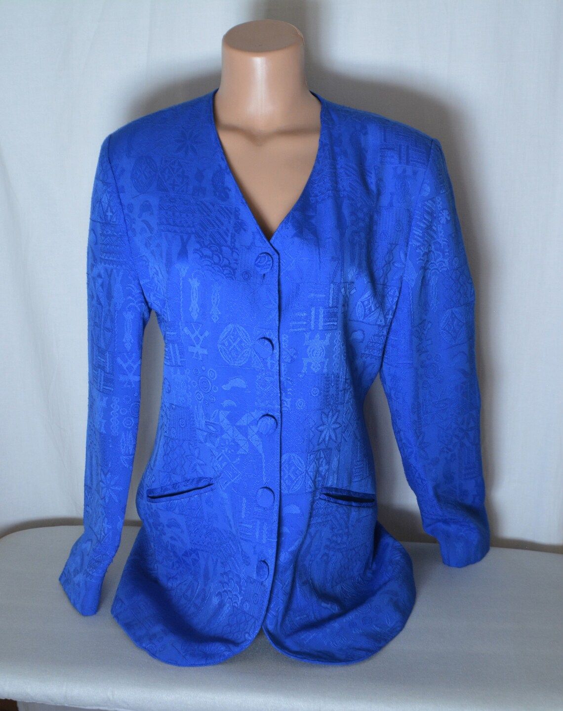 Vintage Cobalt Blue Women Jacket Size 38/40/M Fully Lined Long Etsy