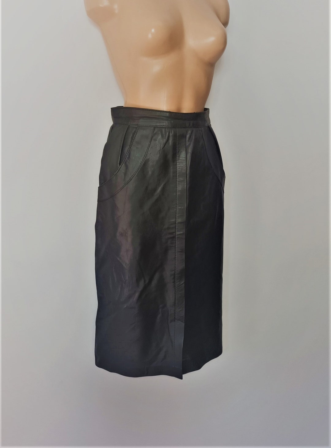 Jupe Crayon En Cuir Souple Noir Lanna - Taille 8 (US) - Occasion Très Bon état