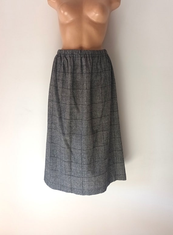 Vintage Black White Wool Midi Skirt Size L/44 Hou… - image 3