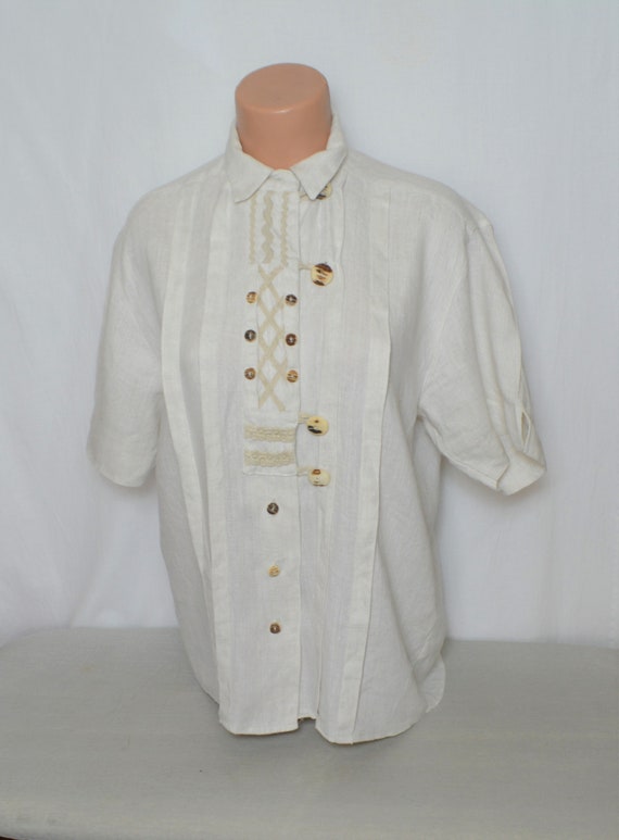 Vintage Hess Frackmann Women's Linen Dirndl Shirt… - image 1