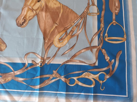 Vintage Women Equestrian Print Scarf Square Large… - image 7