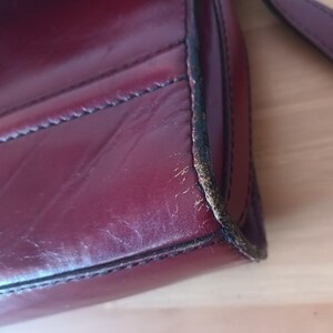 Vintage Women Burgundy Leather Flap Bag Burgundy Leather Shoulder Bag Maroon Messenger Bag Burgungy Leather Crossbody Bag Wine Flap Bag image 4