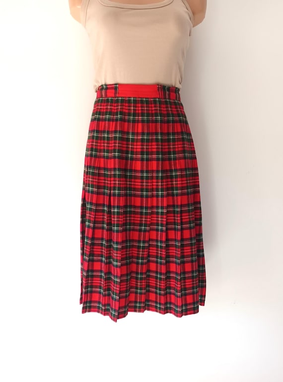 Saia plissada xadrez vermelha vintage feminina tamanho P, saia