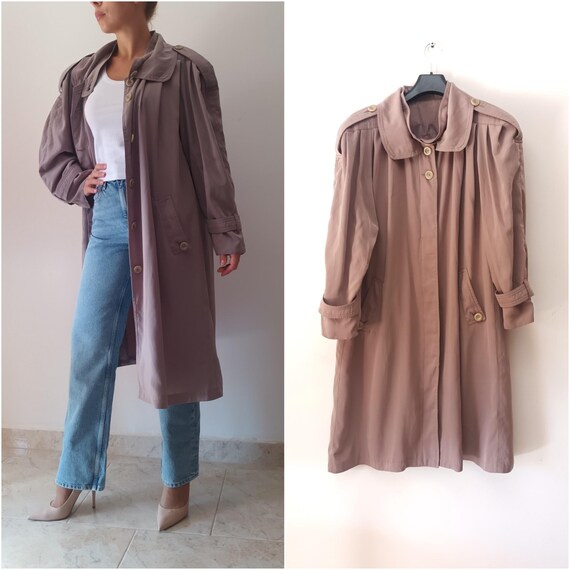 ジャケット・アウター Vintage Oversized Trench Coat / beige Vintage 80s Beige Trench Coat: Oversized Full Length Mac - Etsy