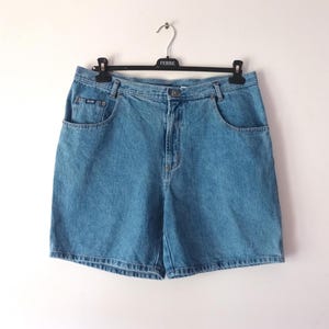Vintage Men&#39;s Blue Denim Shorts Size L/54 Retro Blue Denim Shorts High Waist Shorts 90s Denim Jeans Shorts Summer Cotton Shorts