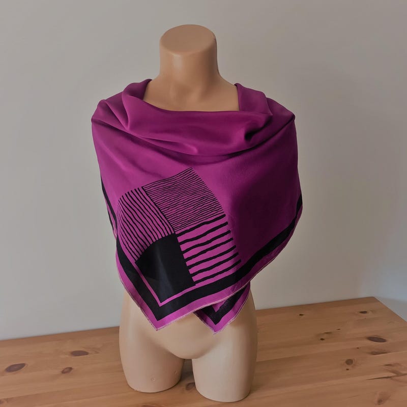 Purple Large Square Motif Silk Scarf main image 1