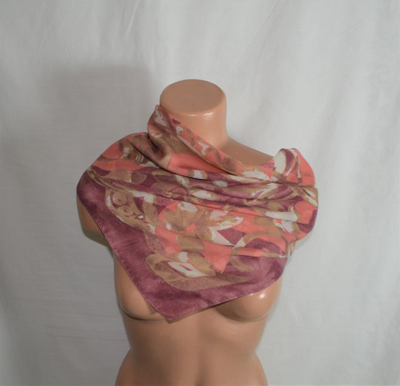 Vintage Women Floral Dusty Pink Pastel Scarf Squa… - image 6