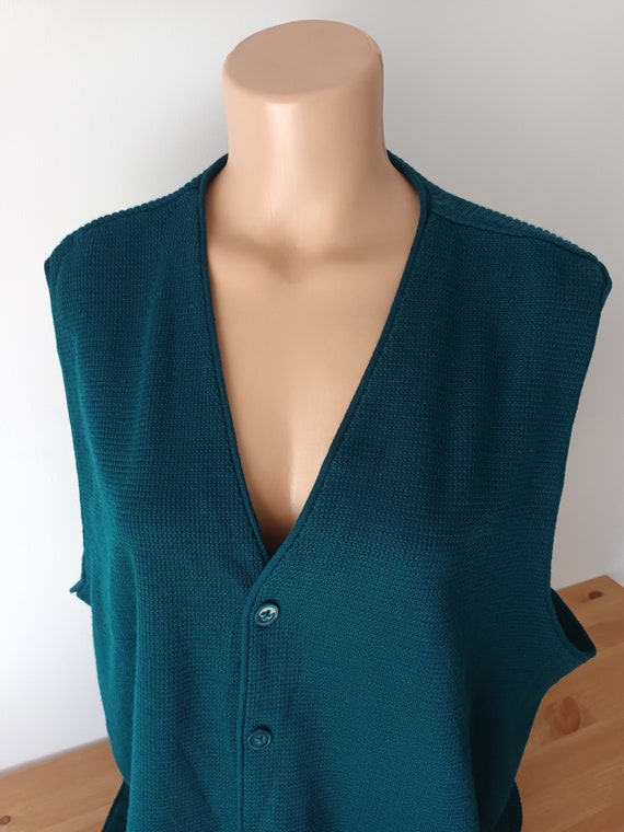 Vintage Men Merino Wool Knit Vest Size XXL/3XL Da… - image 9