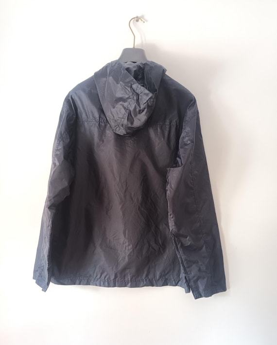 Vintage Herren Dunkelblau Regenjacke Größe S Mit Kapuze Nylon