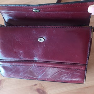 Vintage Women Burgundy Leather Flap Bag Burgundy Leather Shoulder Bag Maroon Messenger Bag Burgungy Leather Crossbody Bag Wine Flap Bag image 10