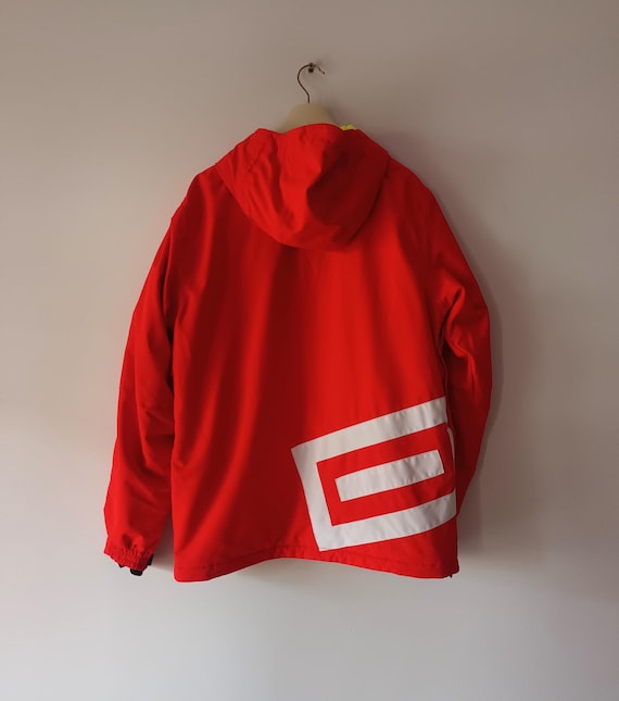 Vintage Mens Red Ski Jacket Size L Snow Ski Red White Yellow Ski