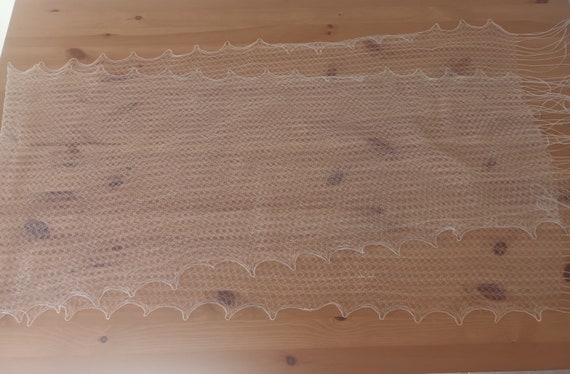 Vintage Luxury White Mesh Scarf See Through White… - image 7