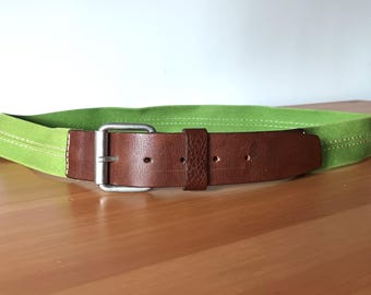 Vintage green canvas leather belt brass buckle chord belt Charter Club belt Vintage Charter Club Green Canvas Leather Belt - Etsy Canada main image 2