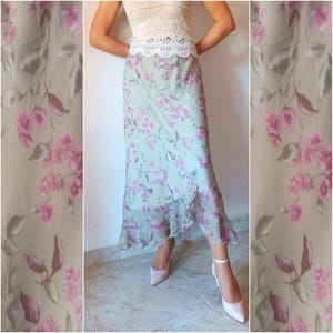 ヴィンテージ パープル 刺繍花柄マキシスカート/ロング ヴィンテージ パープル 刺繍花柄マキシスカート/ロング