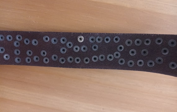 Vintage Women Dark Dusty Rose Leather Belt Tooled… - image 8