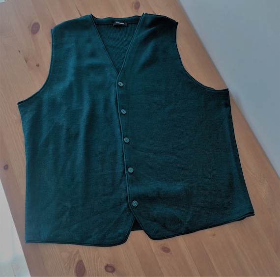 Vintage Men Merino Wool Knit Vest Size XXL/3XL Da… - image 10