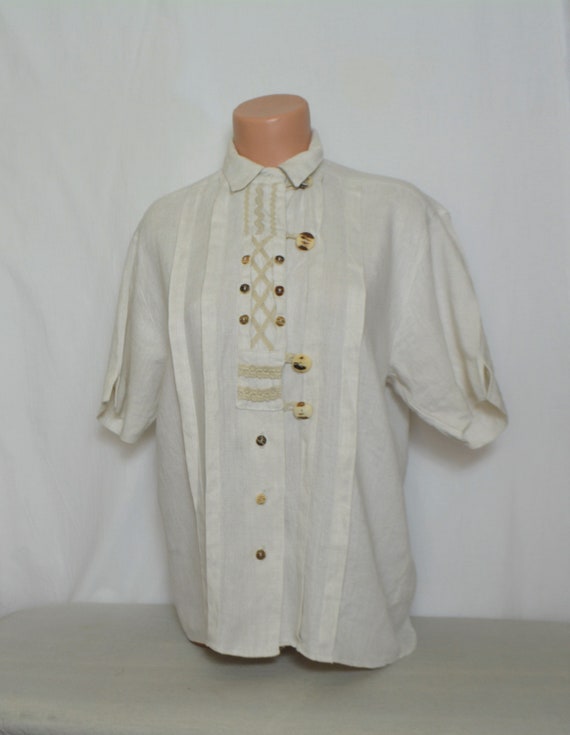 Vintage Hess Frackmann Women's Linen Dirndl Shirt… - image 5