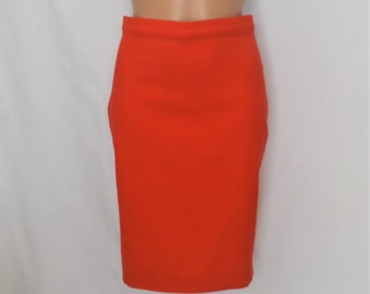 Vintage SUSANNE WIEBE Red Pencil Skirt Size S/M Midi Skirt High Waist Red Solid Knee Length Skirt Viscose Classic Minimalist Skirt 80's 90's