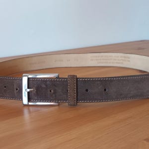 Vintage Men&#39;s Brown Suede Belt Brown Solid Casual Minimalist Leather Belt Silver Tone Square Buckle High Quality Brown Suede Leather Belt