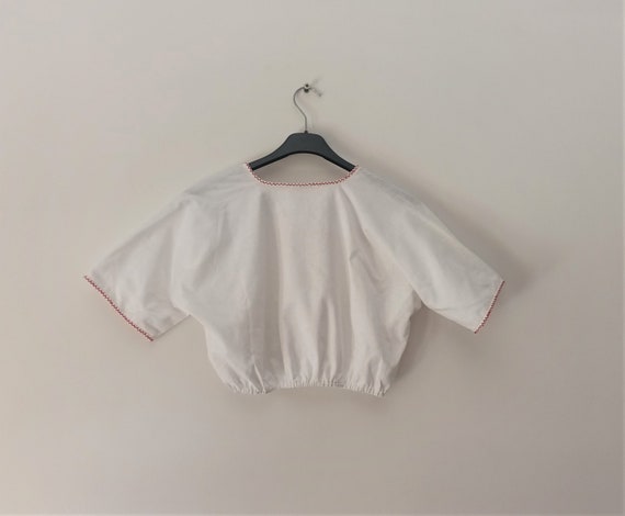 Vintage White Dirndl Cotton Crop Top Size L/42 Wh… - image 8