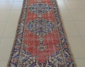 RED RUNNER RUG 2.9 x 11.1 ft. Oushak Runner Rug, Etsy Runner Rug, Turkey Runner Rug, Hallway Rug, Bohemian Runner Rug, Old Long Runner 3x11
