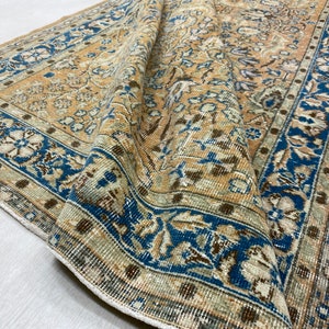 Vintage Area Rug 6x9, Farmhouse Rug, Muted Turkish Rug, Home Floor Decor, Orange Area Rug, Floral Oushak Rug, Living Room Rug,  5.3x8.5 ft