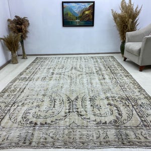 Vintage Area Rug 6x9, Muted Turkish Rug, Hand Woven Rug, Oushak Rug, Boho Turkish Rug, Farmhouse Rug, Living Room Rug, Bedroom Rug 6.2x9.1ft