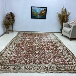 6x9 Turkish Floral Rug, Vintage Area Rug, Oushak Rug, Farmhouse Rug, Handmade Wool Rug, Living Room Rug, Bedroom Rug, Decor Home 6.0x9.4ft