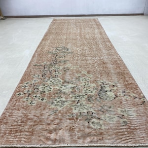 Vintage Runner Rug 3x8, Oushak Vintage Rug, Turkish Terracotta Long Rug, Kitchen  Rug, Hallway Rug, Boho Runner Rug, 2.6 x7.9 ft