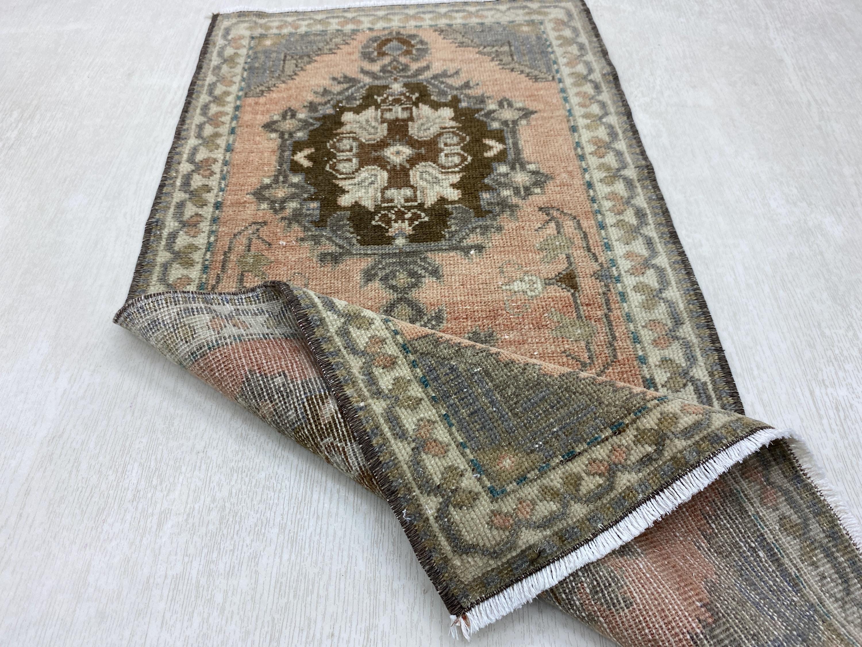 1.64x3.22 Ft, Vintage Oushak Rug, Turkish Wool Doormat, Colorful