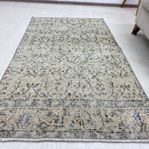 2.4x4.4 ft, Small Turkish Runner Rug, Vintage Home Decor, Floral Oushak Door Mat Rug