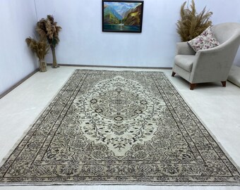 15x25m, Neutraler türkischer Oushak Teppich, Vintage Wollteppich, Schlafzimmerteppich, Für Bauernhaus