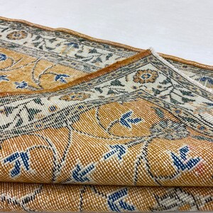 Handmade Orange Rug 4x7, Turkish Wool Rug, Bohemian Area Carpet, Floral Pale Orange Oushak Rug, Wool-Cotton Living Room Rug, 3.9 x 6.7 ft