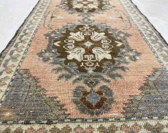 1.64x3.22 Ft, Vintage Oushak Rug, Turkish Wool Doormat, Colorful