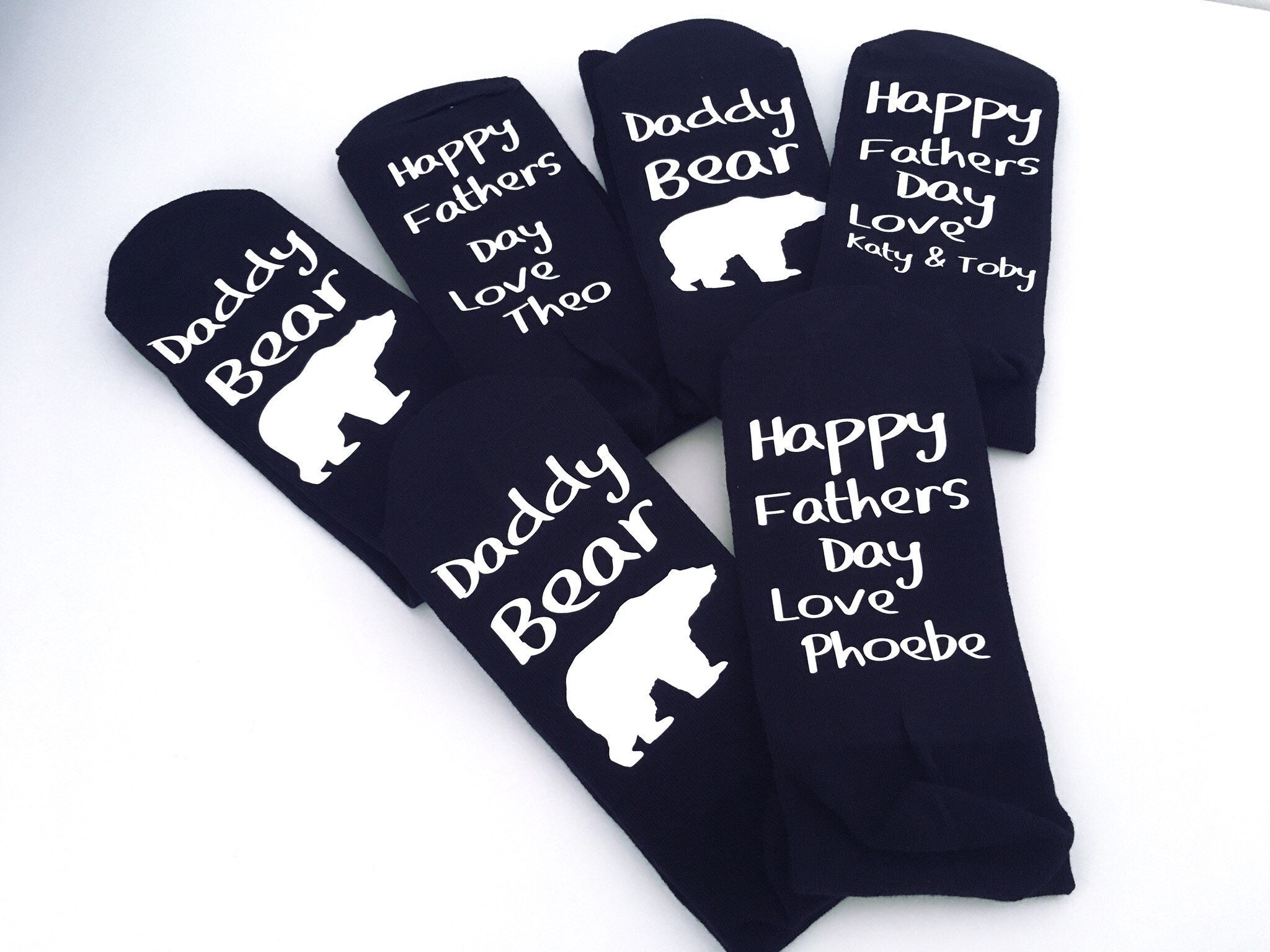 Image of Daddy Bear, Fathers Day, Papa Gift For Dad, Day Gift, Bear Personalised Socks, Him, Dad