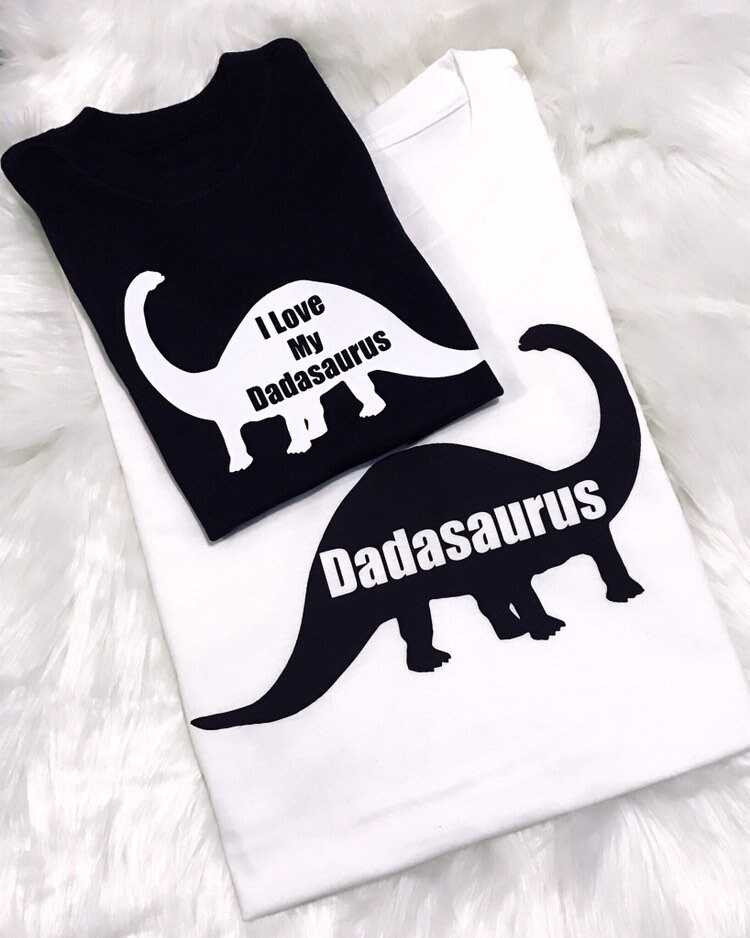Image of Dad Gift, Father & Son, Matching T-Shirts, Grandad Mens Tops, Childrens Gift For Dad, Top For Grandad, Dinosaur Tees