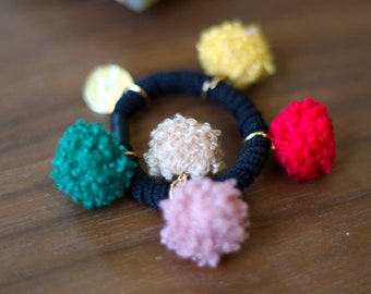 Beautiful Elastic Hair Tie with Cute Pom Pom Balls