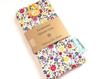 Glasses pouch, Padded sunglasses case, Eyeglasses holder, Floral