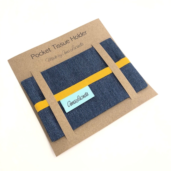 Reusable tissue pouch, pocket tissue cover, Denim tissue holder