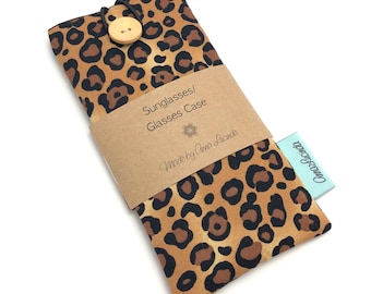 Soft glasses case, Padded sunglasses pouch, Eyeglasses holder, Leopard print