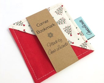 Fabric bookmark, Corner bookmark, Page keeper, Teacher gift, Christmas bookmark, Stocking filler