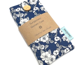Soft sunglasses case, Fabric eyeglasses pouch, Floral design